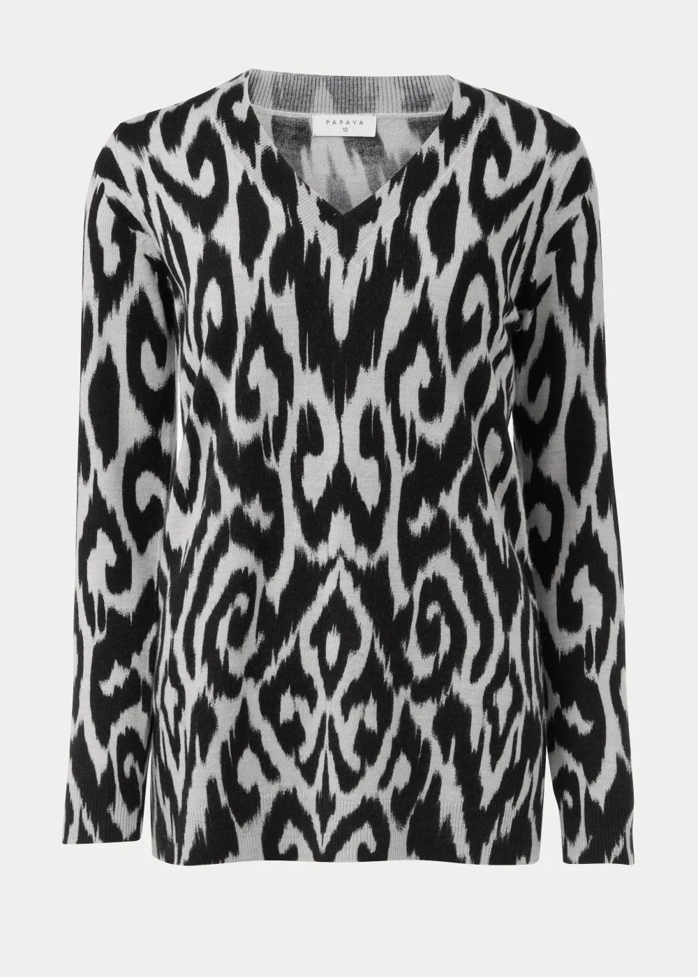 Grey Ikat Print Soft Touch Jumper - 8 Image 5