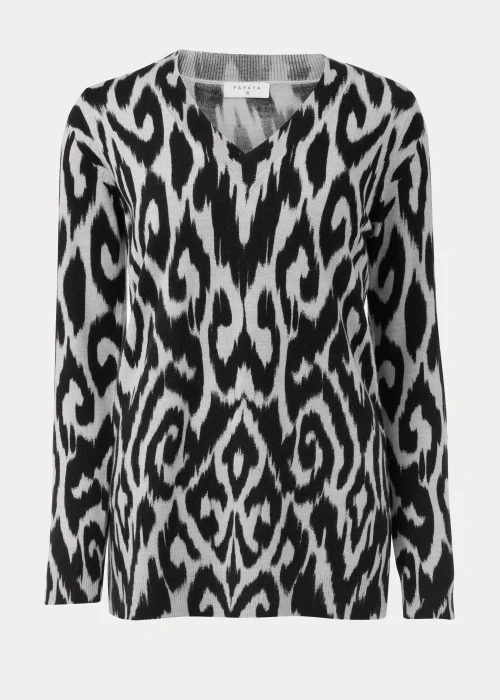 Grey Ikat Print Soft Touch Jumper - 8 Image 5