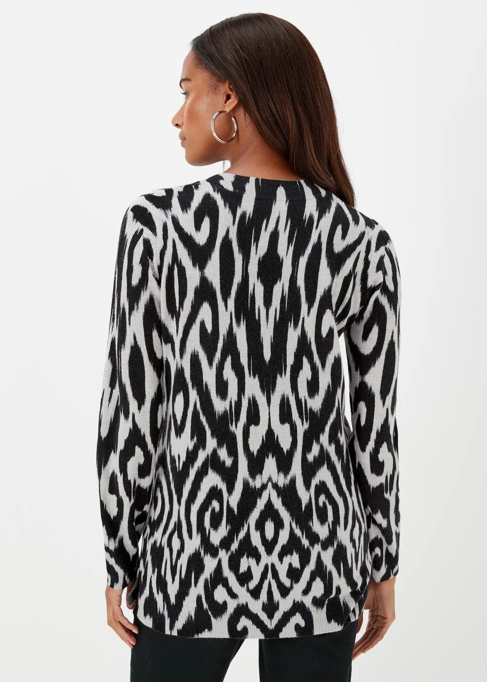Grey Ikat Print Soft Touch Jumper - 8 Image 2