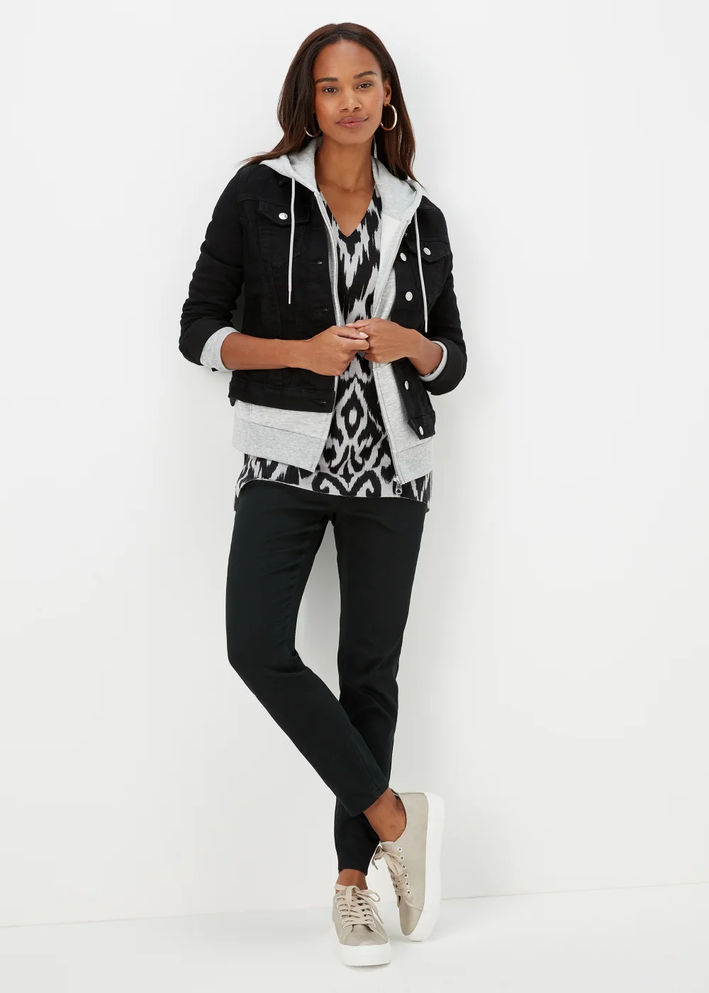 Grey Ikat Print Soft Touch Jumper - 8 Image 4
