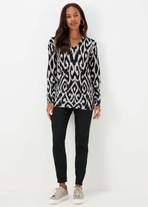 Grey Ikat Print Soft Touch Jumper - 8 Image 1