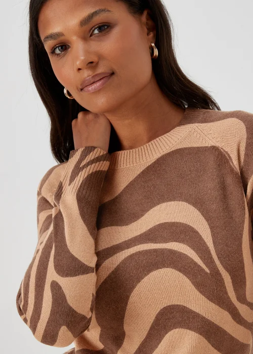 Brown Swirl Print Super Soft Jumper - 8 Image 3
