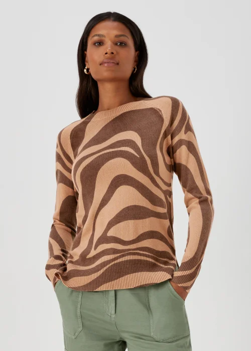 Brown Swirl Print Super Soft Jumper - 8 Image 1