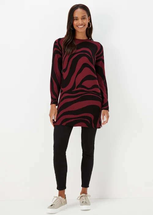 Burgundy Swirl Print Super Soft Tunic Dress - 8 Image 1