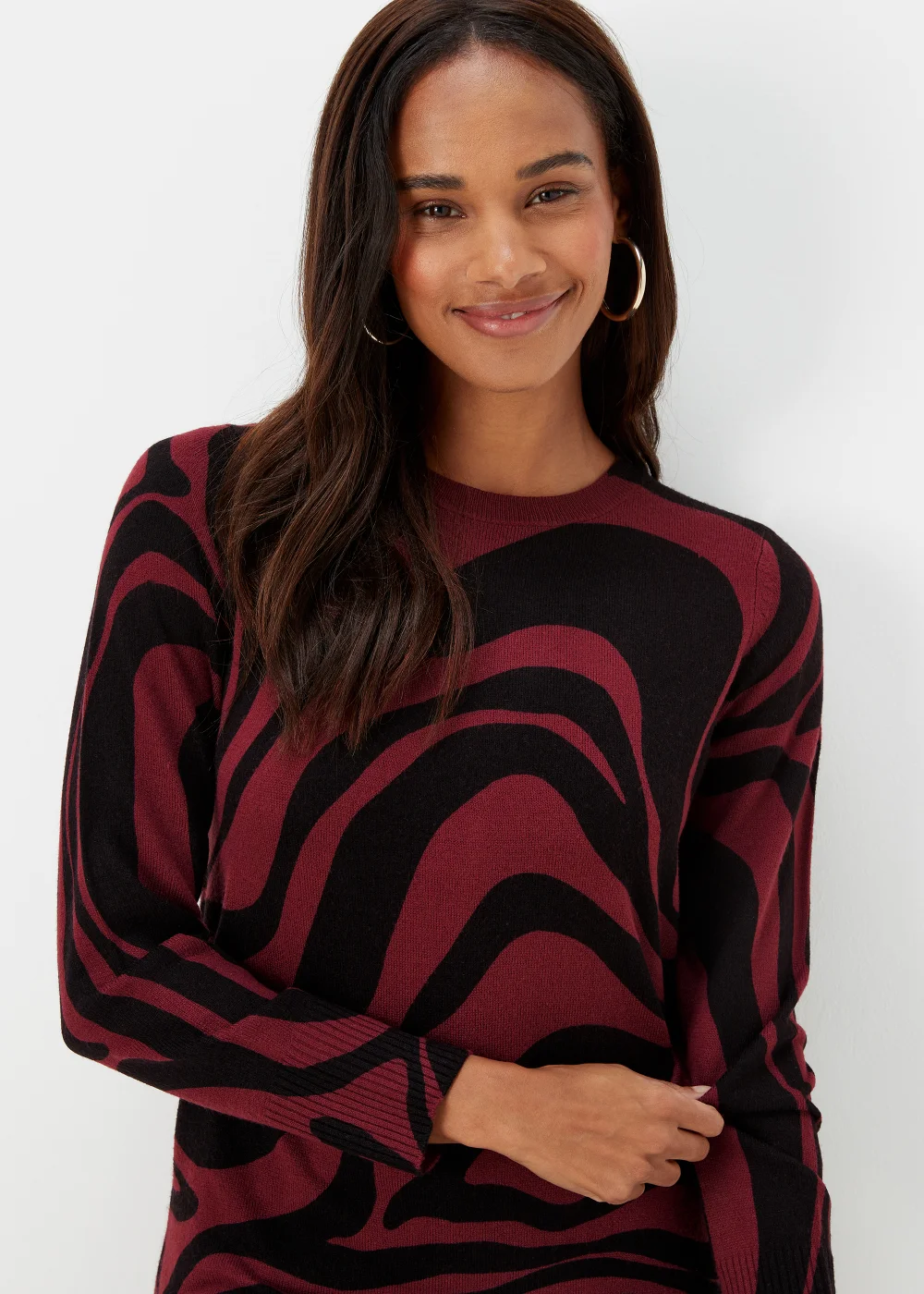 Burgundy Swirl Print Super Soft Tunic Dress - 8 Image 3
