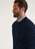 Lincoln Navy Mock Crew Knitted Jumper - S Image 3