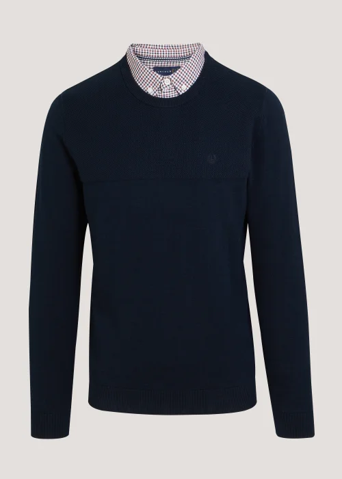 Lincoln Navy Mock Crew Knitted Jumper - S Image 5