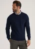 Lincoln Navy Mock Crew Knitted Jumper - S Image 1