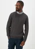 Lincoln Charcoal Mock Shirt Cable Knit Jumper - Small Image 1