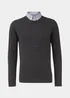 Lincoln Charcoal Mock Shirt Cable Knit Jumper - Small Image 5