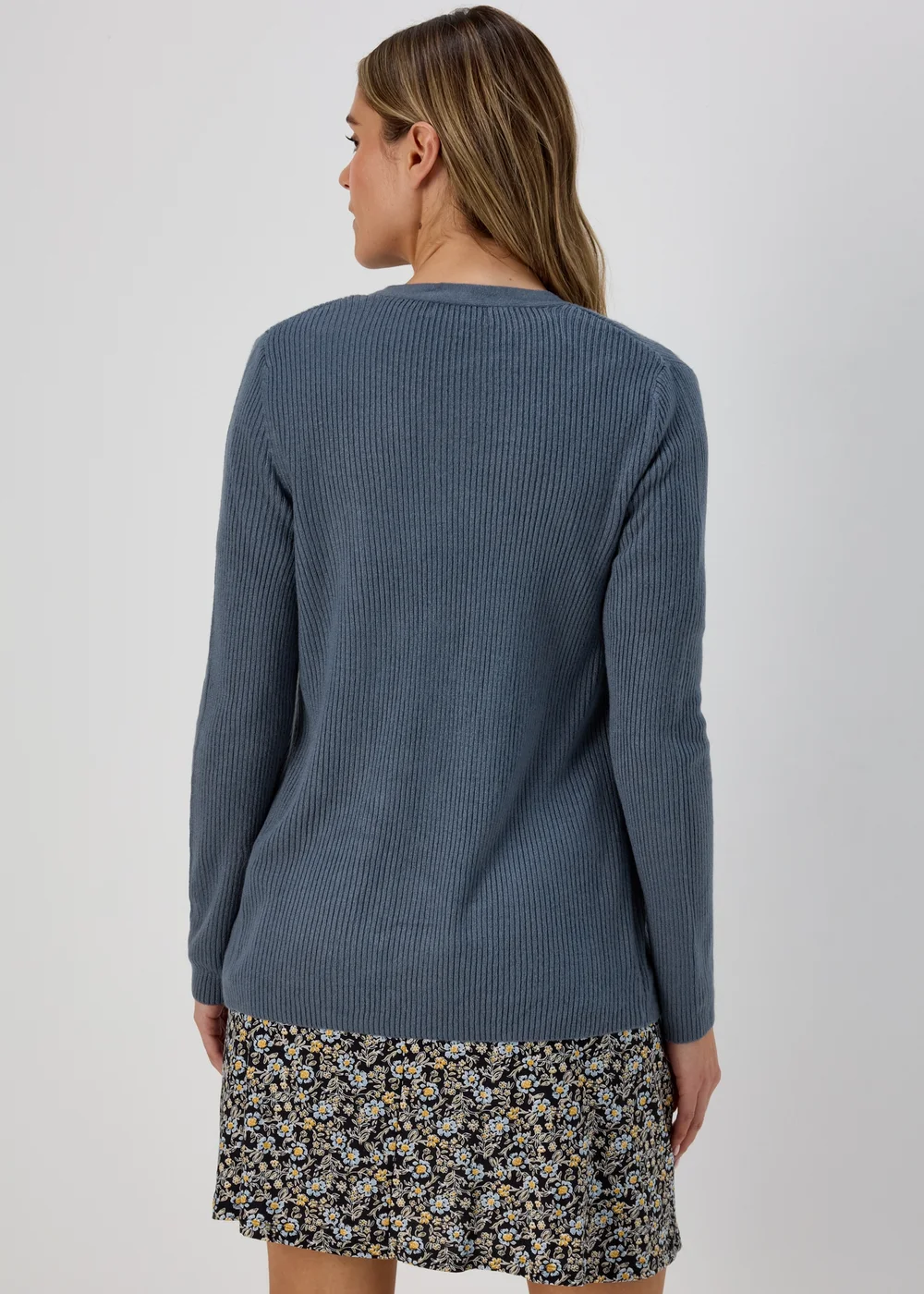 Blue Super Soft Ribbed Cardigan - 8 Image 2