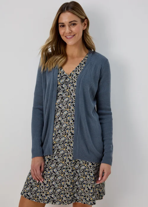 Blue Super Soft Ribbed Cardigan - 8 Image 1
