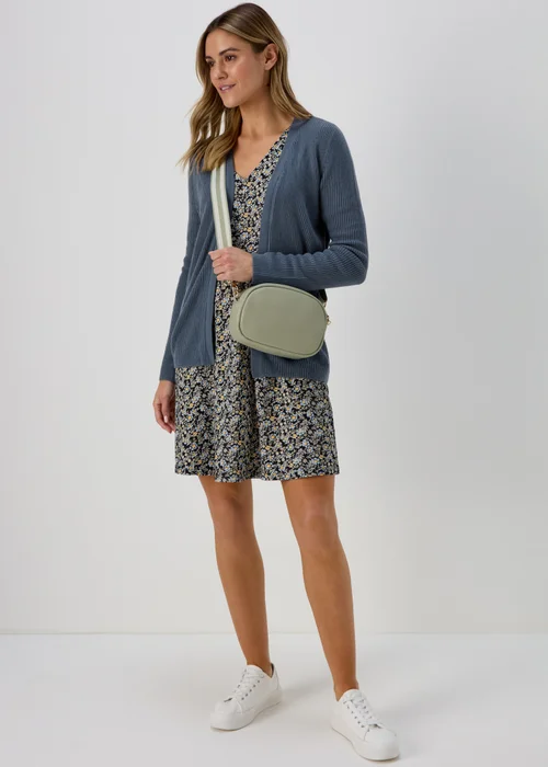 Blue Super Soft Ribbed Cardigan - 8 Image 4