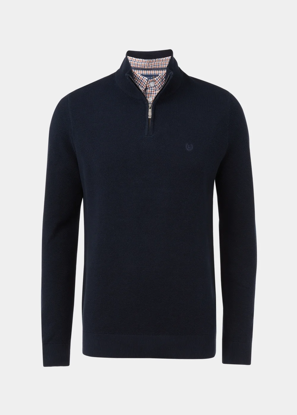Lincoln Navy 1/4 Zip 7 Gauge Knit Mock Shirt & Jumper - S Image 5