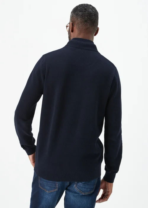 Lincoln Navy 1/4 Zip 7 Gauge Knit Mock Shirt & Jumper - S Image 2
