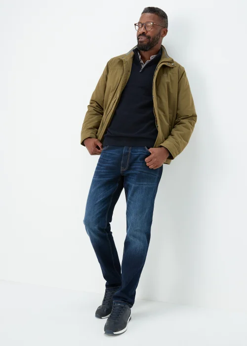 Lincoln Navy 1/4 Zip 7 Gauge Knit Mock Shirt & Jumper - S Image 4
