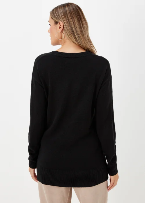 Black V-Neck Soft Touch Jumper - 8 Image 2