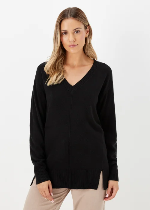 Black V-Neck Soft Touch Jumper - 8 Image 1