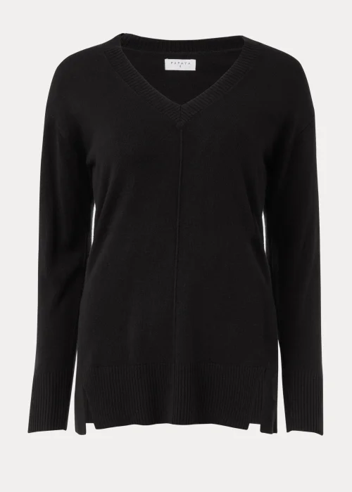 Black V-Neck Soft Touch Jumper - 8 Image 5