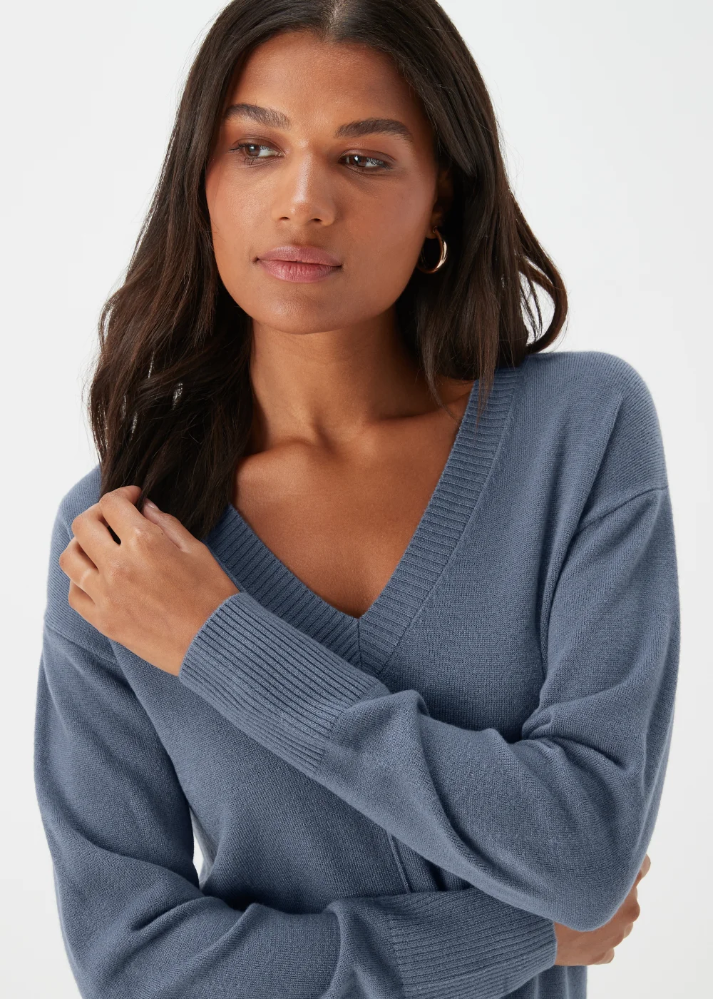 Blue V-Neck Soft Touch Jumper - 8 Image 3