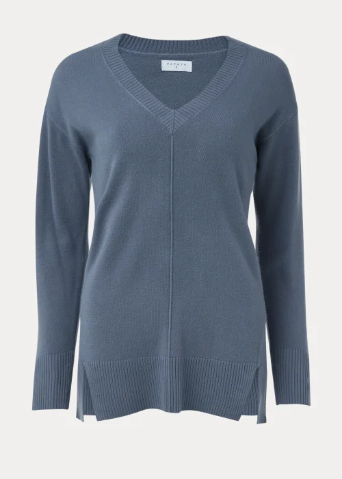 Blue V-Neck Soft Touch Jumper - 8 Image 5