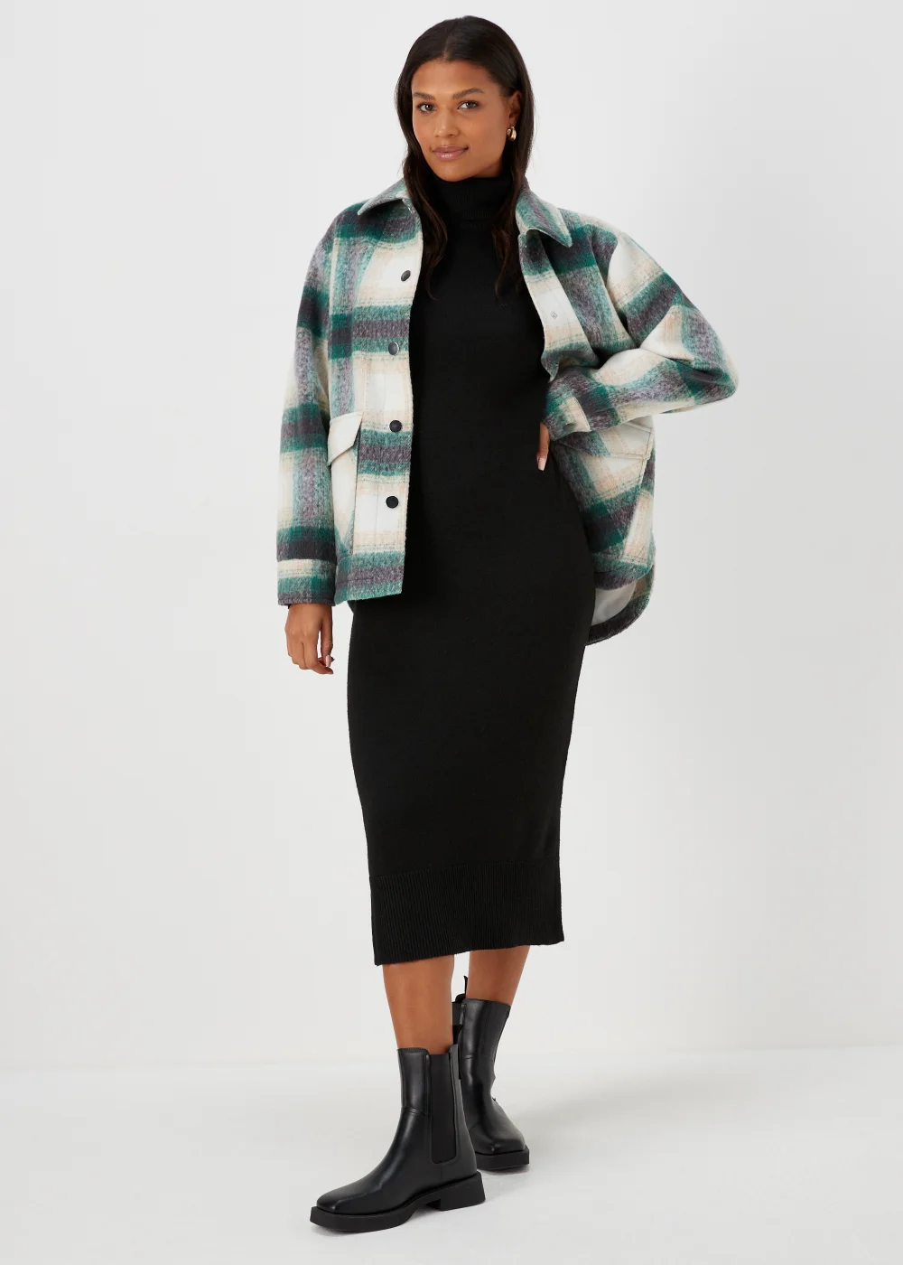Black Roll Neck Knitted Dress - XS Image 4