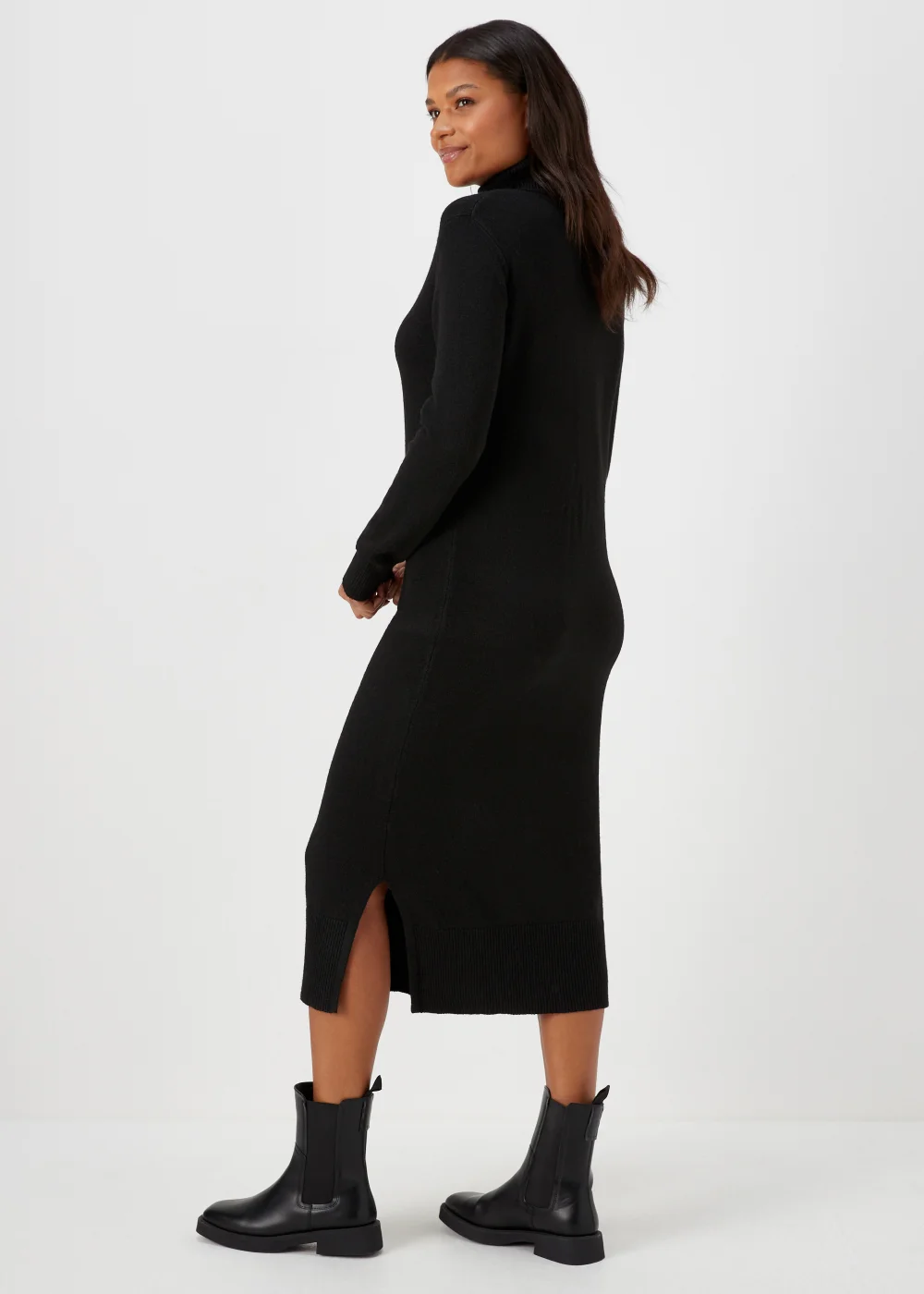 Black Roll Neck Knitted Dress - XS Image 2
