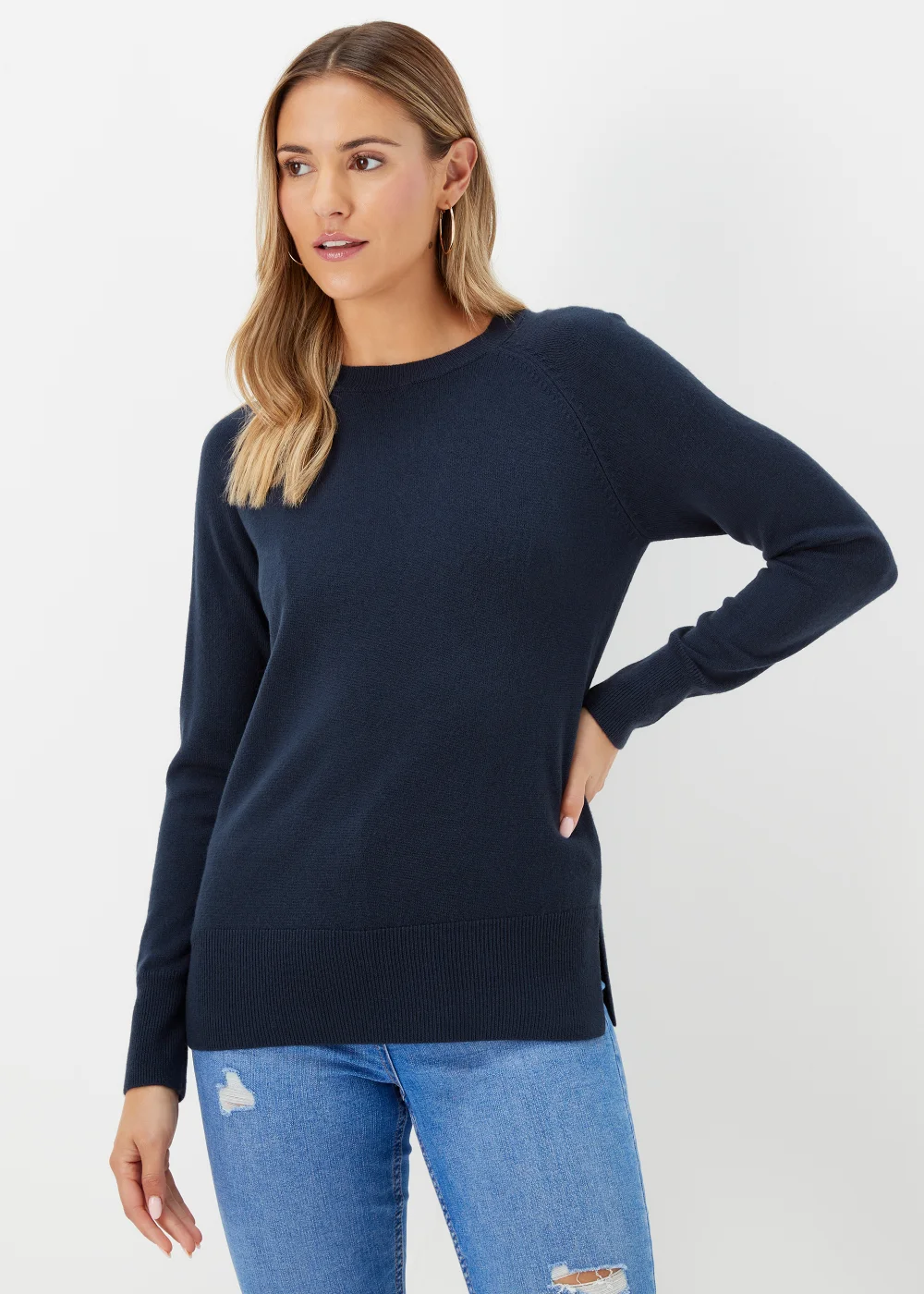 Navy Round Neck Soft Touch Jumper - 8 Image 1