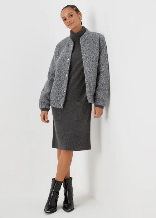 Charcoal Super Soft Roll Neck Knitted Tunic Dress - 8 Image 4