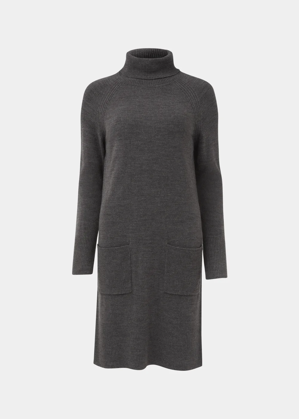 Charcoal Super Soft Roll Neck Knitted Tunic Dress - 8 Image 5