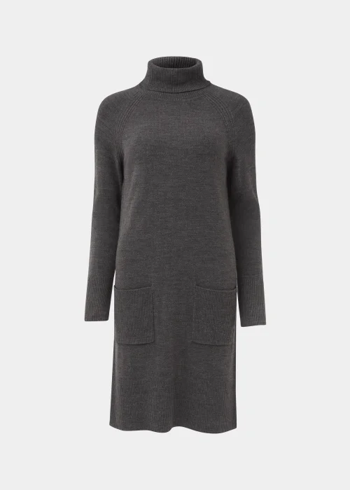 Charcoal Super Soft Roll Neck Knitted Tunic Dress - 8 Image 5