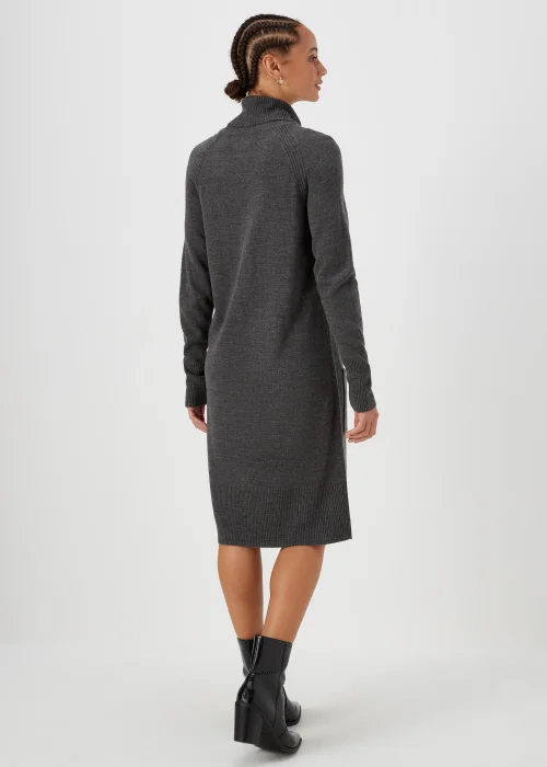 Charcoal Super Soft Roll Neck Knitted Tunic Dress - 8 Image 2