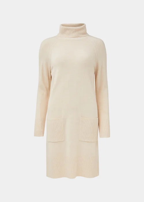 Taupe Super Soft Roll Neck Knitted Tunic Dress - 8 Image 5