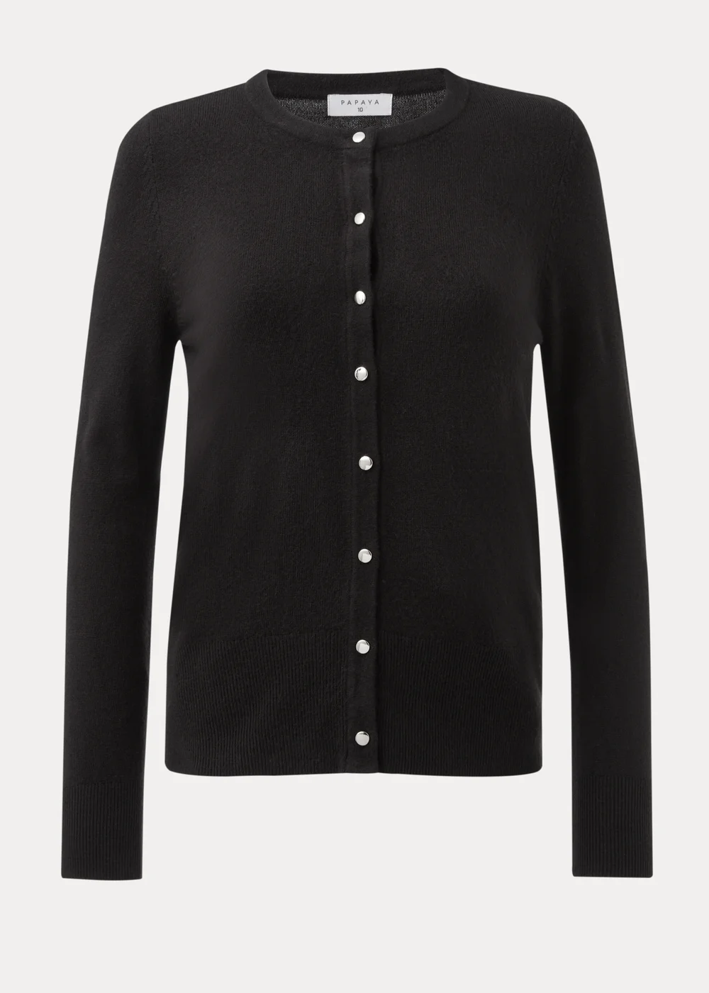 Black Soft Button Crewneck Cardigan - 10 Image 5