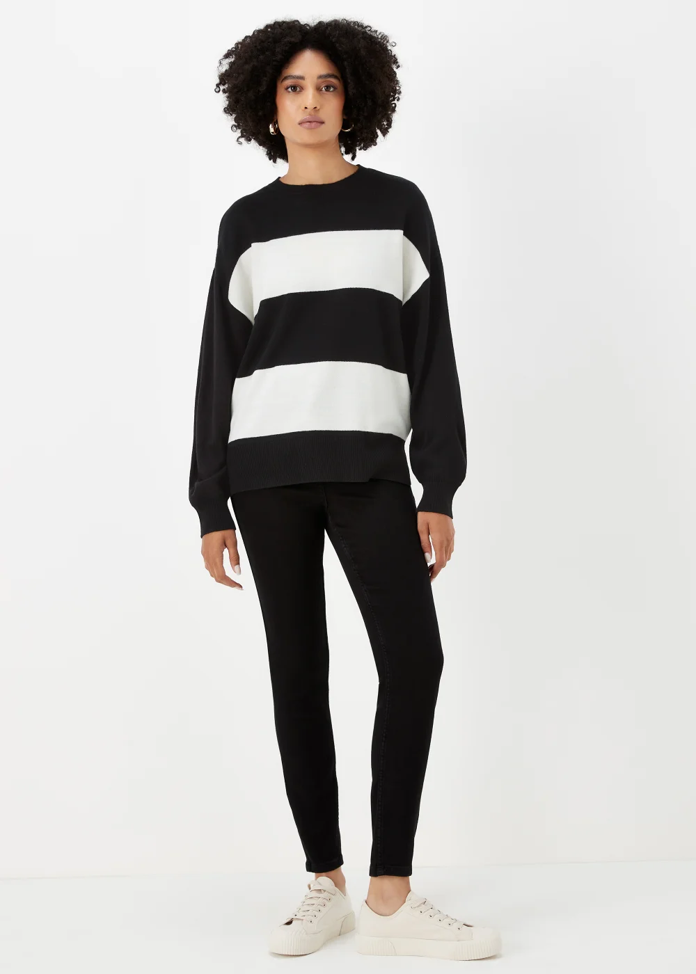 Black & Cream Batwing Sleeve Soft Touch Jumper - 8 Image 1