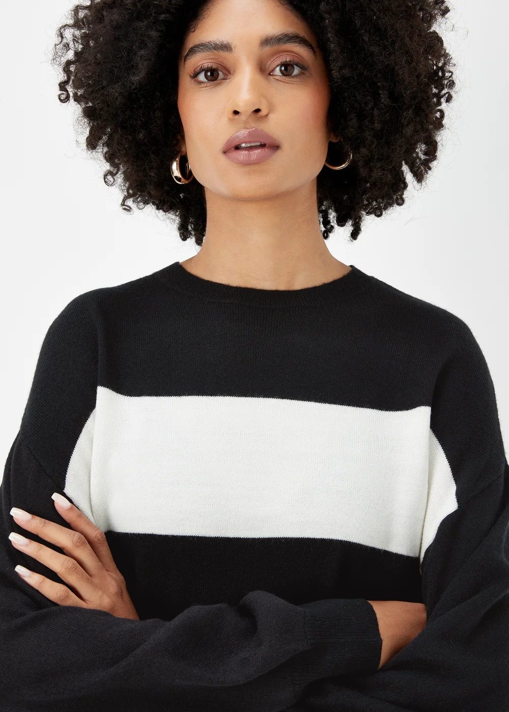 Black & Cream Batwing Sleeve Soft Touch Jumper - 8 Image 3