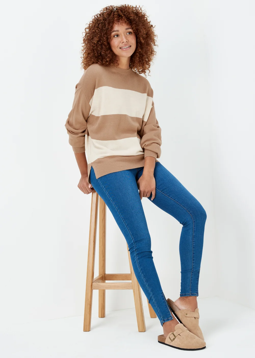 Taupe & Camel Batwing Sleeve Soft Touch Jumper - 8 Image 4