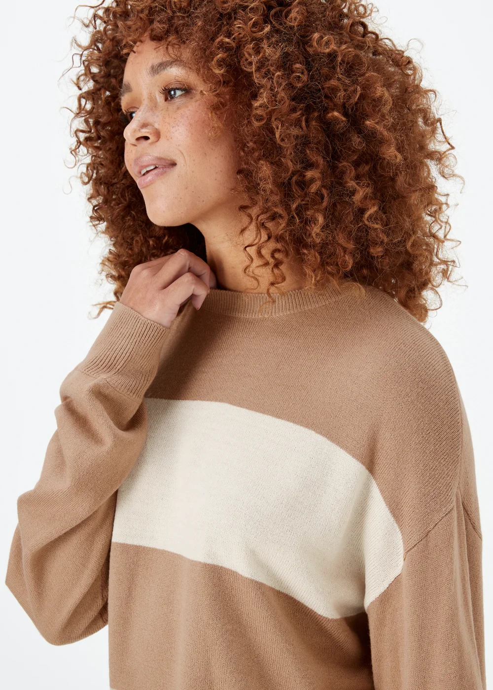 Taupe & Camel Batwing Sleeve Soft Touch Jumper - 8 Image 3