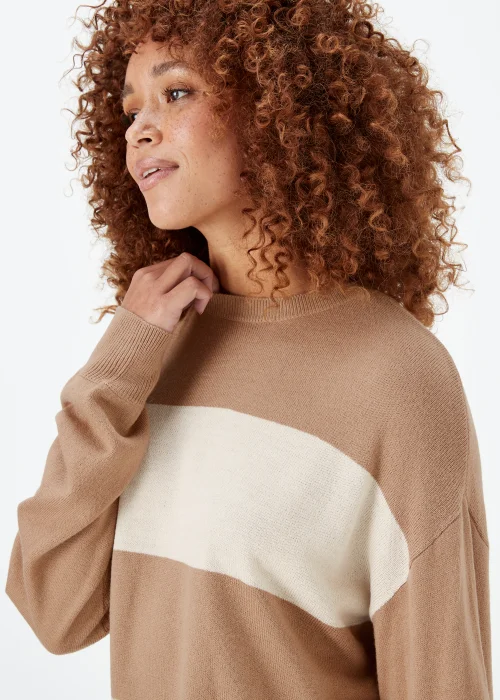 Taupe & Camel Batwing Sleeve Soft Touch Jumper - 8 Image 3