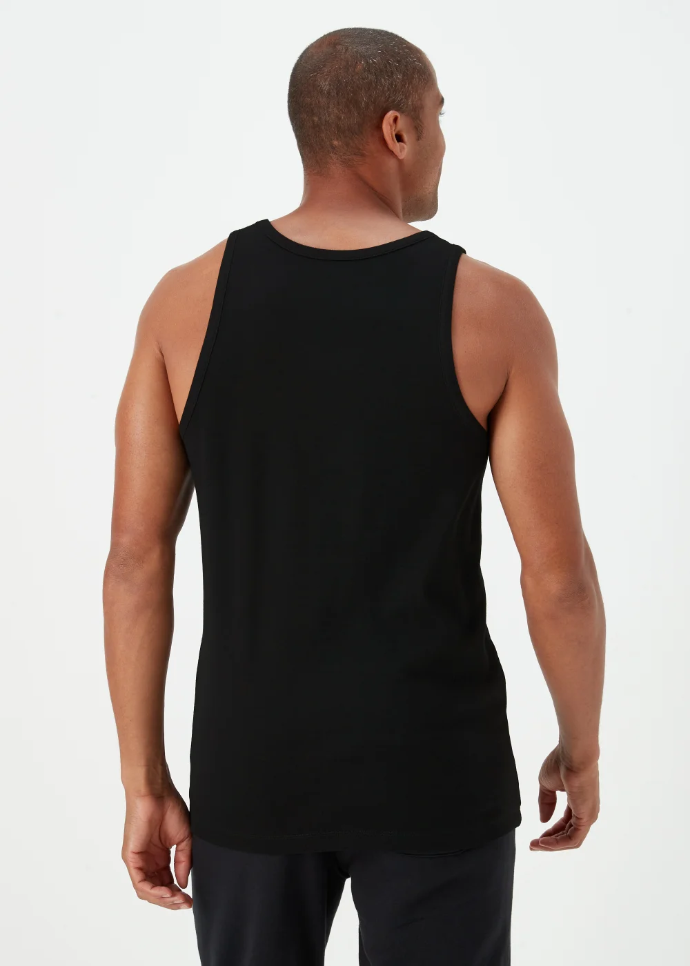 2 Pack Black Cotton Vests - S Image 3