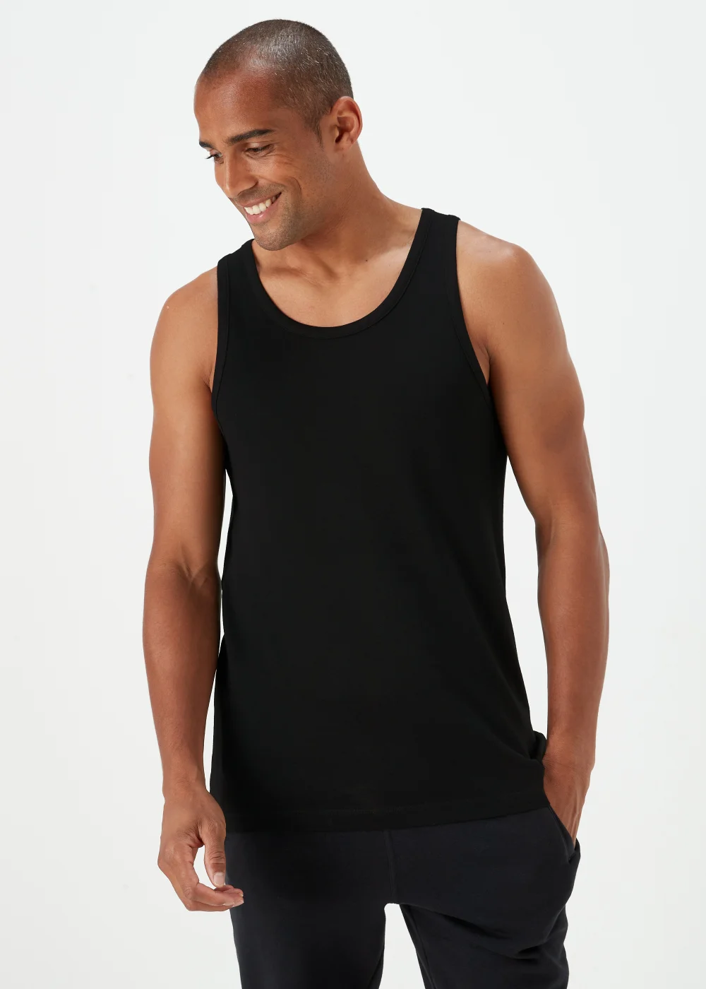 2 Pack Black Cotton Vests - S Image 2