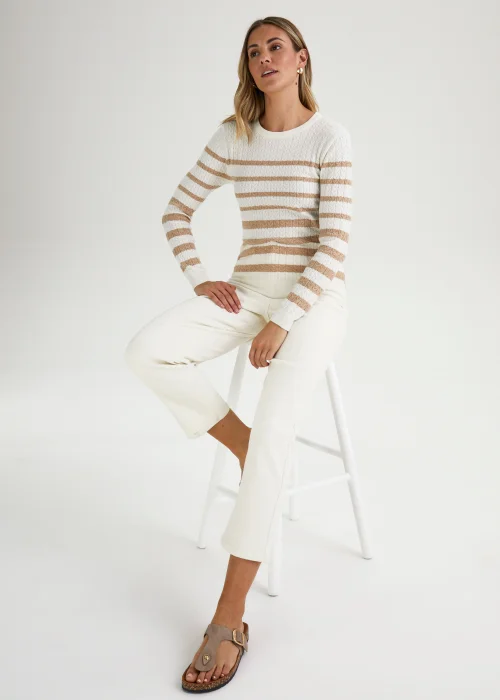 Taupe Stripe Baby Cable Jumper - 8 Image 4