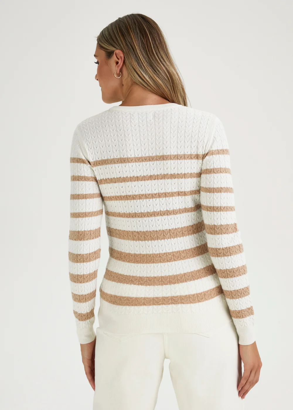 Taupe Stripe Baby Cable Jumper - 8 Image 2