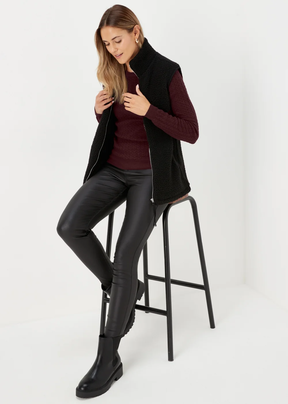 Burgundy Baby Cable Knit Jumper - 8 Image 4