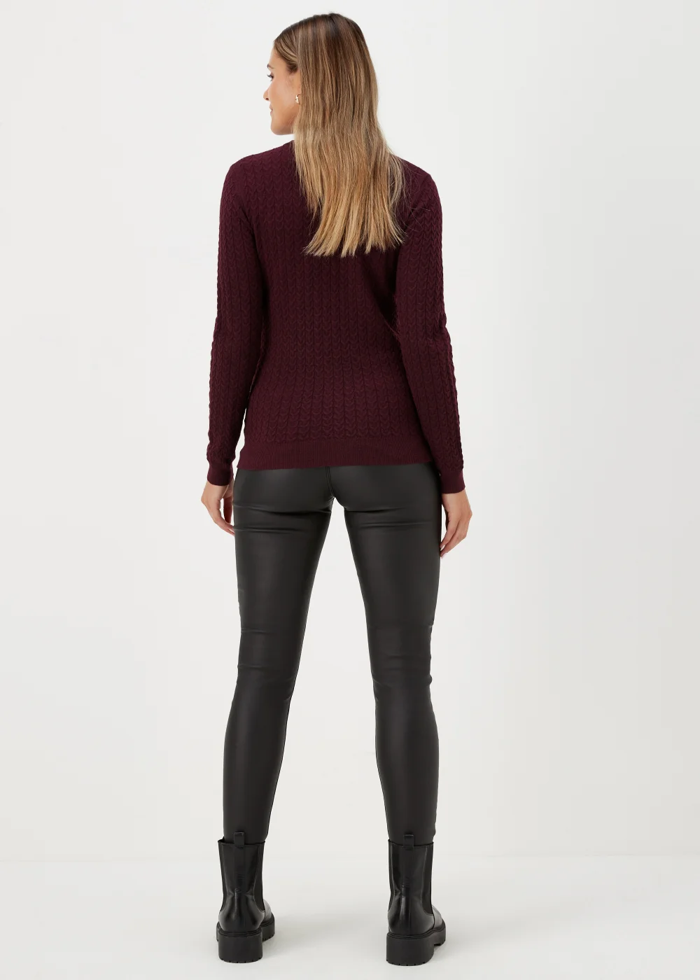 Burgundy Baby Cable Knit Jumper - 8 Image 2