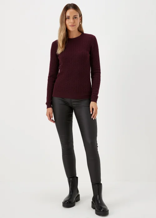 Burgundy Baby Cable Knit Jumper - 8 Image 1