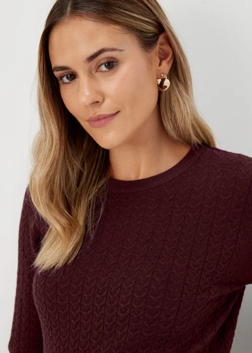 Burgundy Baby Cable Knit Jumper - 8 Image 3