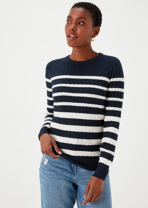 Navy Stripe Baby Cable Knit Jumper - 8 Image 1