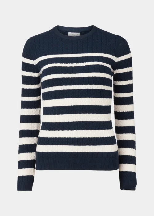 Navy Stripe Baby Cable Knit Jumper - 8 Image 5