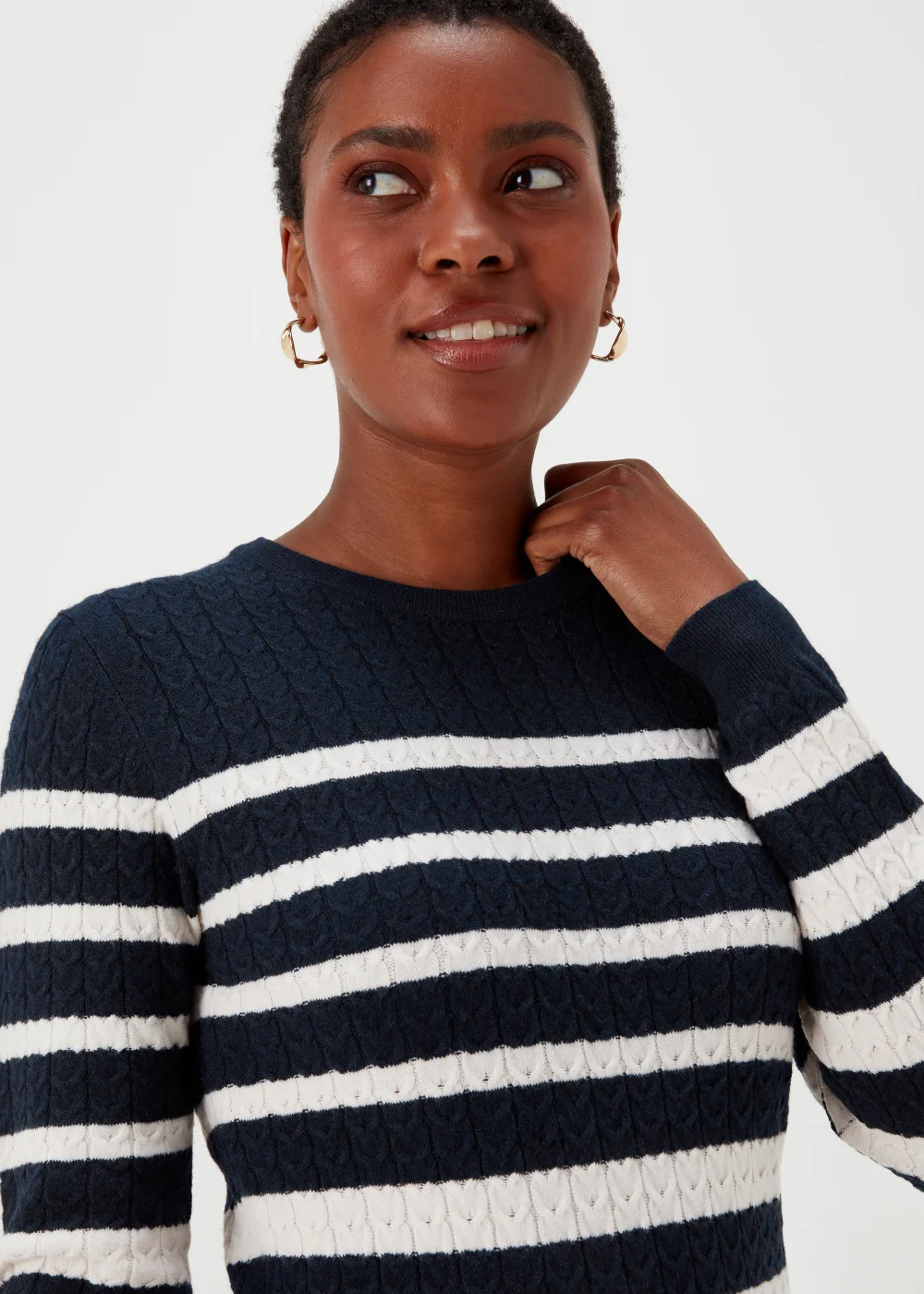 Navy Stripe Baby Cable Knit Jumper - 8 Image 3
